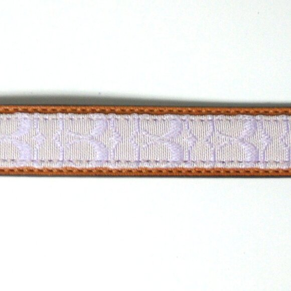 NEW COACH BROWN LEATHER LILAC JACQUARD SIGNATURE C DOG PET COLLAR 4003 SZ MEDIUM - Picture 8 of 14